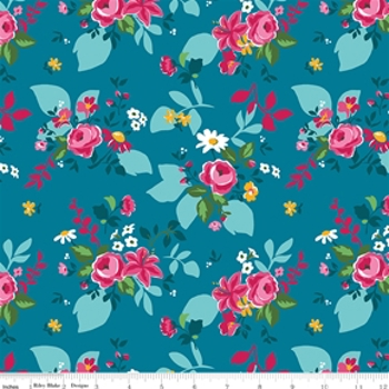 Fleur Dark Blue large flowers